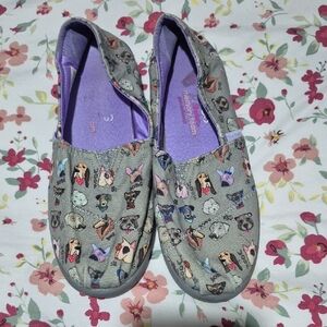Skechers Gray Slip-On Shoes with Dog Pattern